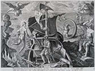 Allegorie op de reizen van Ferdinand Magellaan (1480-1521)