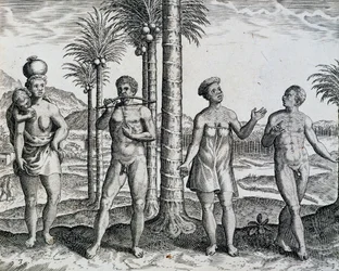 Inheemse Ethiopië, uit werk India Orientalis gravure door Theodor de Bry, Afrika