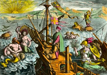 Het schip van de Italiaanse navigator Amerigo Vespucci (1454 - 1512)