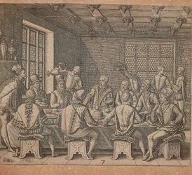 Het ei van Columbus, gravure door Theodor de Bry uit Americae pars quarta