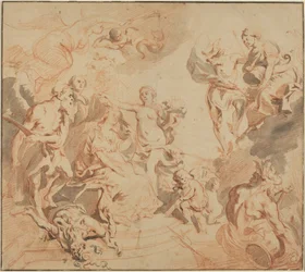 Antwerpen gezegend met overvloed, ca. 1648 (rood krijt op papier)
