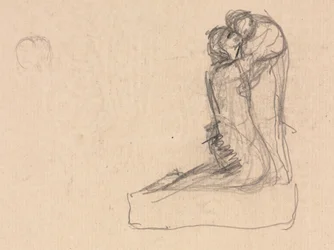 Schets van twee omhelzende figuren (verso)