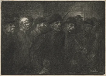 Arbeiders verlaten de fabriek