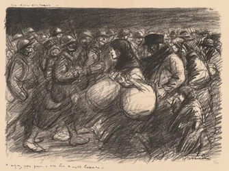 Oorlogsschetsen: De twee processies (Sketches de guerre: Les deux cortèges - "Ayez pas peur - on les a - et bien!")