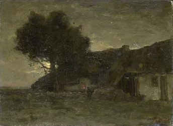Een schaapskooi bij het vallen van de avond