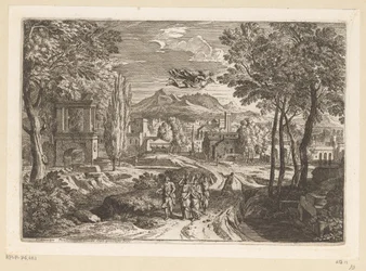 Arcadisch landschap met de dochters van Kekrops