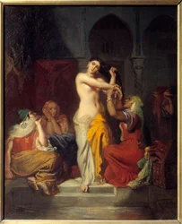 Moorse vrouw die het bad verlaat, schilderij van Théodore Chassériau (1819-1856), 1854, Straatsburg, Musée des Beaux-Arts