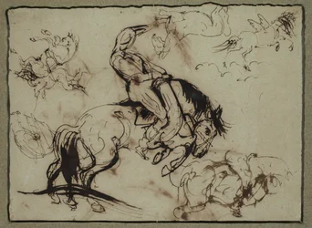 Toegeschreven aan Théodore Géricault - Paarden en ruiters, 19e eeuw