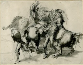 Toegeschreven aan Théodore Géricault - Schets van een gevecht met paarden en mannen, 1913,0114.8