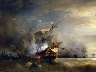 De zeeslag bij Lizard Point, Cornwall op 21 oktober 1707