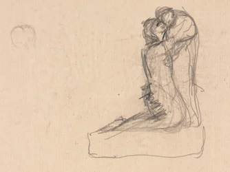 Schets van twee omhelzende figuren (verso)