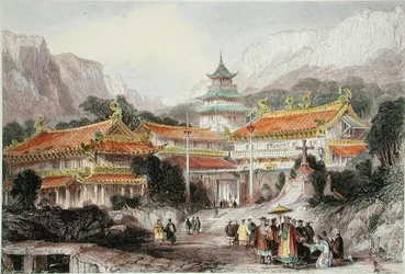 De Grote Tempel in Poo-Too, Chusan-eilanden, c.1850
