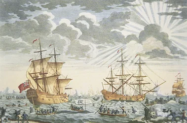 De Groenlandse of Walvisvangst, gegraveerd door E. Kirkall, ca. 1720