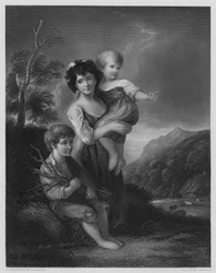 Cottagekinderen, van het schilderij in de Vernon Gallery