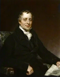 Portret van David Ricardo - gravure naar Thomas Phillips - David Ricardo (1772 - 1823), Britse econoom