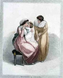 Thuis Verzorgd, gegraveerd door Joseph Strutt, uitgegeven door L. Jeffreys