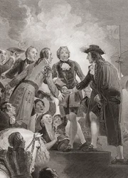 Willem, Prins van Oranje (later Koning Willem III) landt in Brixham (prent)