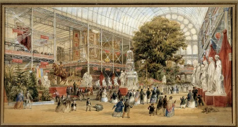 Koningin Victoria bezoekt de tentoonstelling van 1851 in het Crystal Palace in Londen