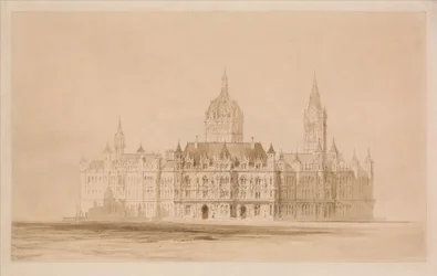 Wedstrijdontwerp voor het stadhuis van Manchester