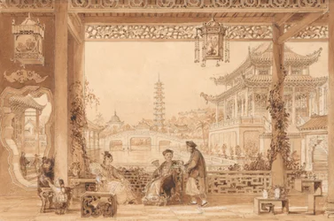 Het Terras van het Huis van een Mandarijn in Peking