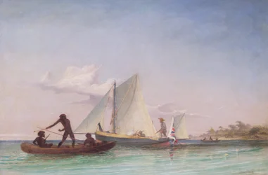 De Lange Boot van de Boodschapper aangevallen door Inboorlingen