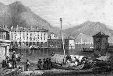Como en het Comomeer, Lombardije, Italië, 19e eeuw