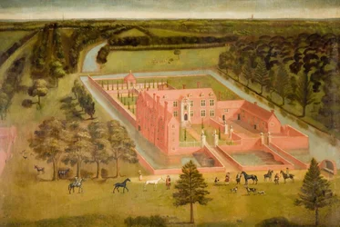 Uitzicht op Perry Hall bij Birmingham, 1730