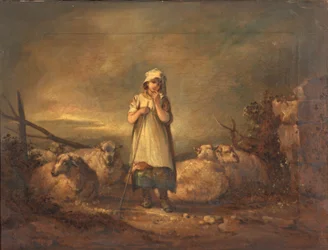 Meisje uit Gloucestershire die Schapen Hoedt