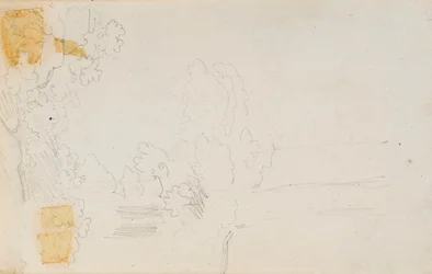 Een landschap en bomen (verso)