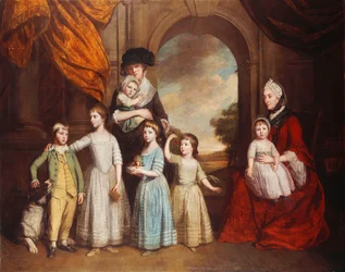Een Groepsportret van de Craven Kinderen, volledig gekleed, voor een Boog met een Landschap op de Achtergrond, 1776