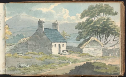 Album van Landschap- en Figurenstudies: Twee Stenen Huisjes