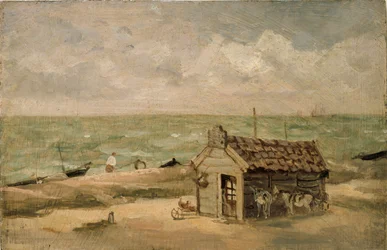 Een vissershut aan zee, begin 19e eeuw