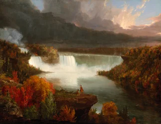 Verre uitzicht op de Niagara-watervallen, 1830
