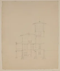 Tekening van voorgestelde villa in Catskill, ca. 1801-48