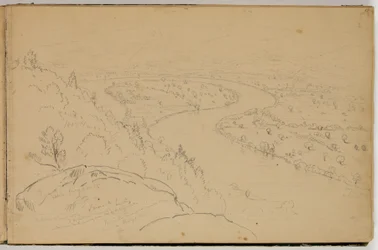 Panorama van de Oxbow aan de Connecticut River gezien vanaf Mount Holyoke, ca. 1832