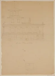 Zijaanzicht van voorgestelde villa in Catskill
