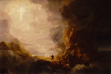 De pelgrim van het kruis aan het einde van zijn reis studie voor serie, Het kruis en de wereld