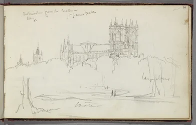 Westminster Abbey vanuit het noorden, St. James Park, ca. 1830