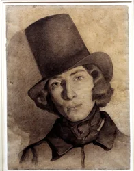 Portret van Maurice Sand (1823-1889), zoon van George Sand, 21 jaar oud - Ongedateerde tekening door Thomas Couture (1815-1879) - deze tekening werd lange tijd beschouwd als die van zijn moeder George Sand, Musee de la Vie Romantique, Parijs