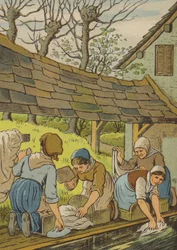 Caen: de wasvrouwen (kleur litho)