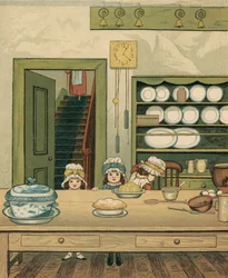 Huiselijk Leven: Kinderen in de Keuken Beneden