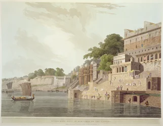 Dusasumade Gaut, in Benares aan de rivier de Ganges, uit 