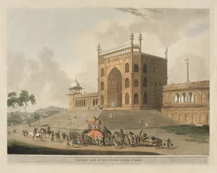 Oostelijke poort van de Jummah Musjid in Delhi