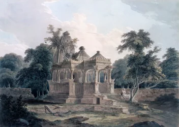 Hindoe Tempel in het Fort van de Rohtas, Bihar, India, ca. 1790