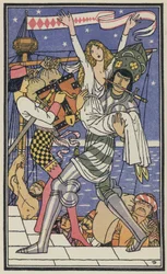 Illustratie voor De Decameron van Boccaccio (kleurenlitho)