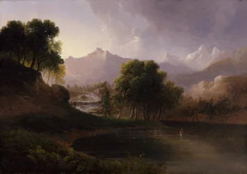 Landschap met stroom en bergen, 1833
