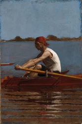 John Biglin in een enkele skiff