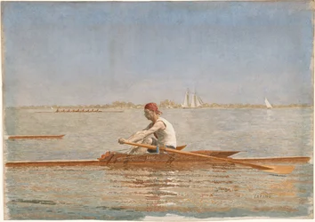 John Biglin in een eenpersoons-skiff