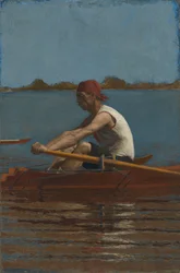 John Biglin in een eenmansskiff