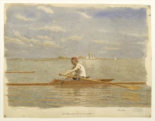 John Biglin in een eenpersoons-skiff